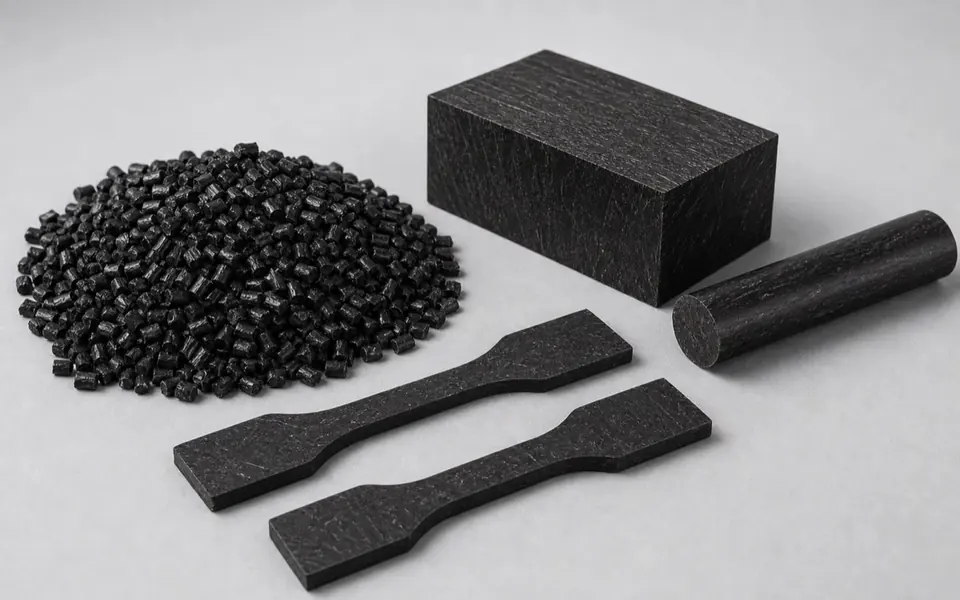 PA6 and PA66 glass-filled nylon pellets test coupons rod and block