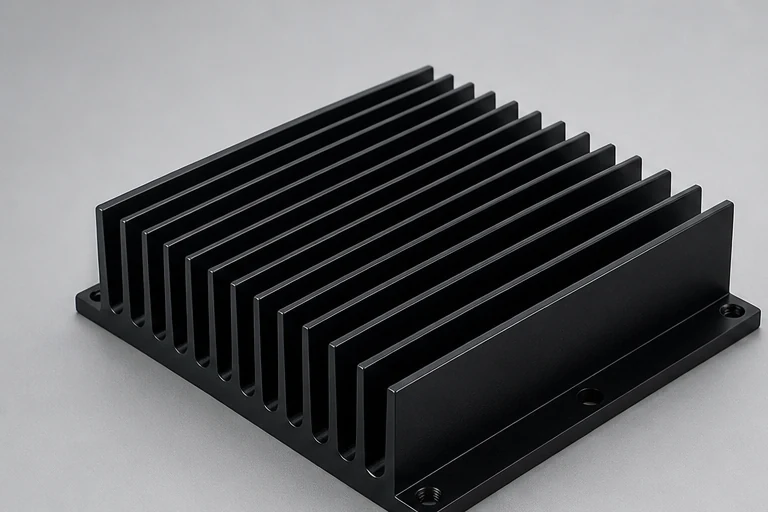 CNC machined aluminum heat sink for a professional audio amplifier