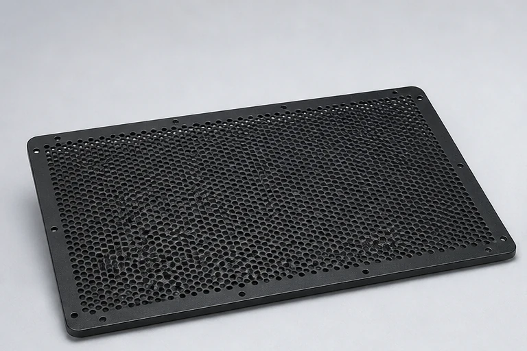 Round-hole perforated metal grille for a professional stage speaker