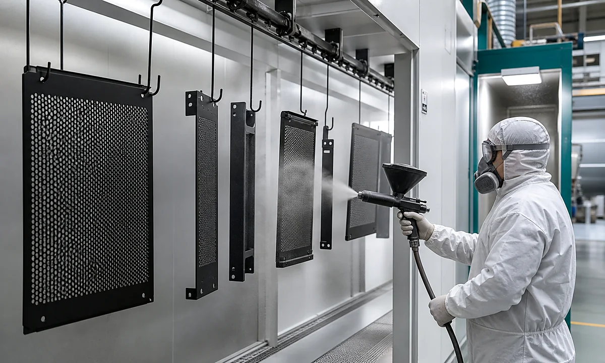 Powder coating finish for speaker grilles and chassis